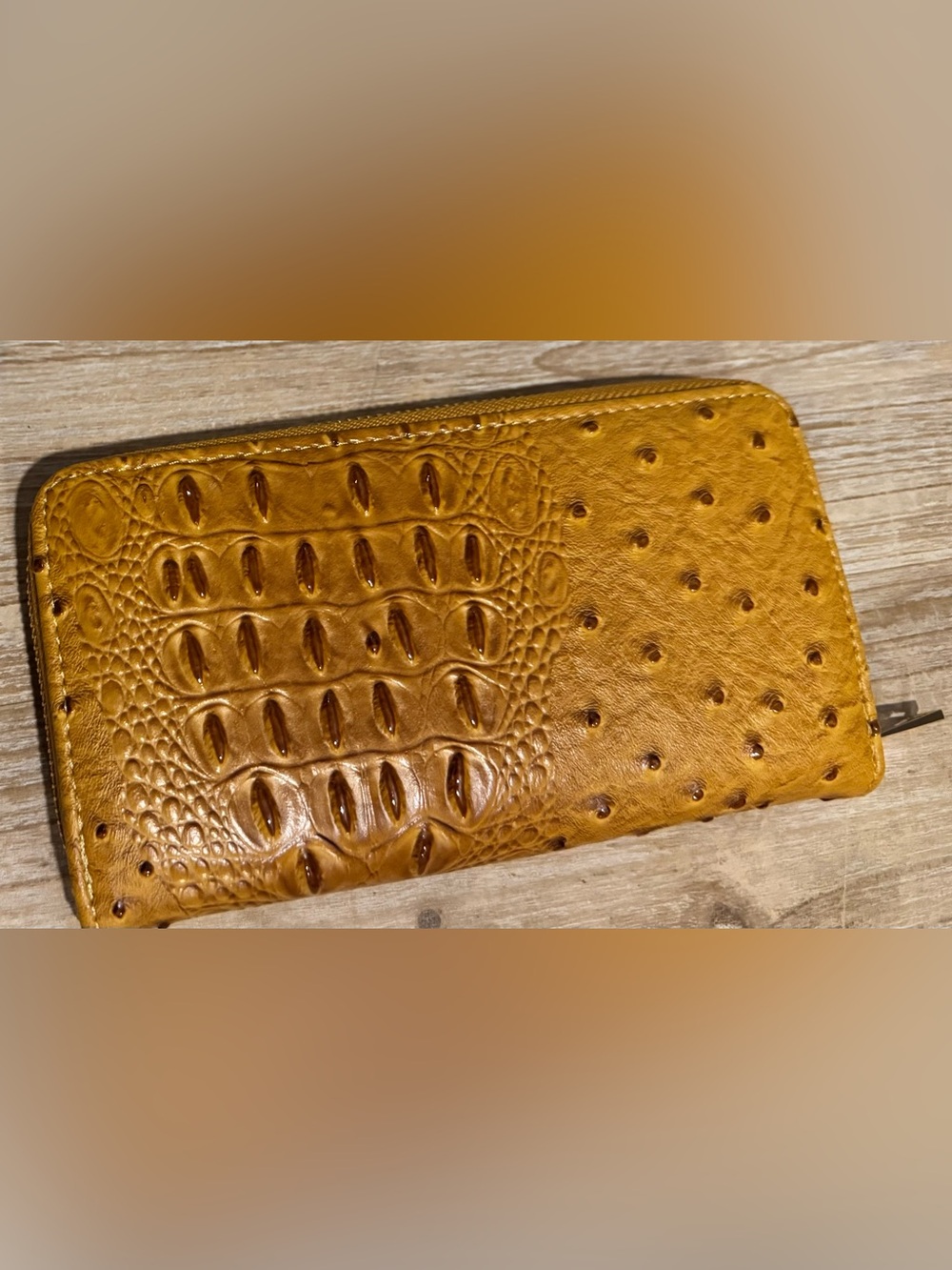 Bundle of 2-Faux Leather Zip around wallet and Wristlet Pouch - Picture 3 of 13